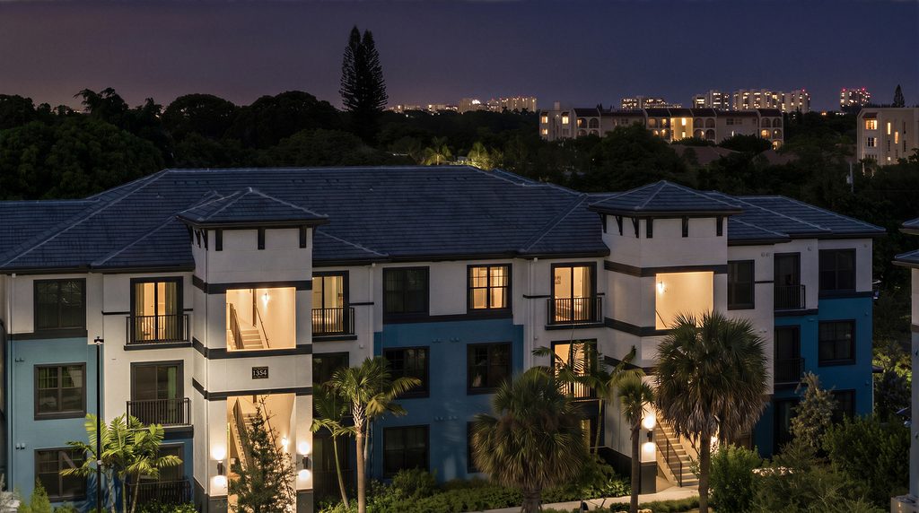 Martin manor exterior units at night